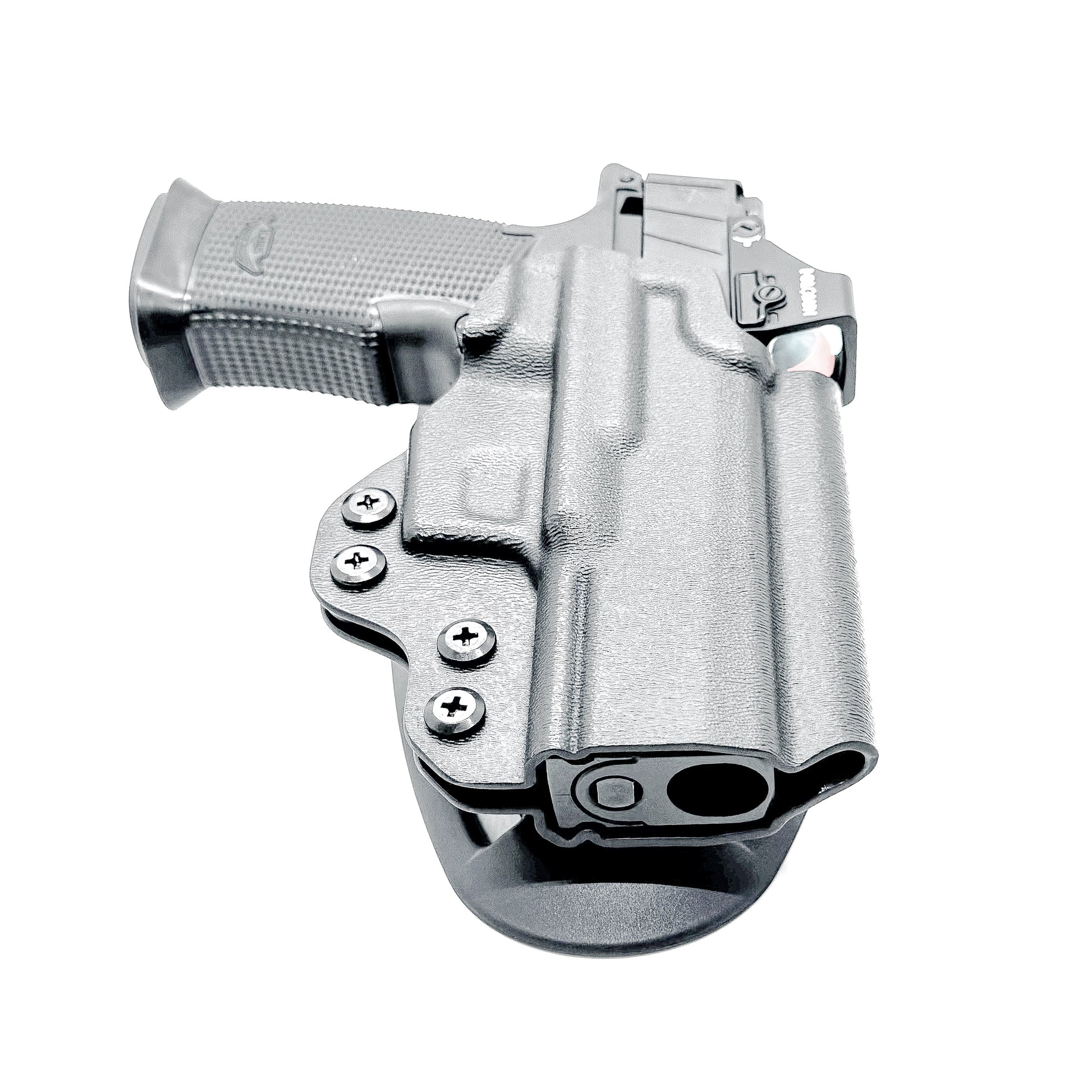 Duty & Competition OWB holster for the Icarus Precision AIR Polymer XMACRO Grip & P365 XMACRO or P365XL Slide. Red dot ready, suppressor height sight compatible