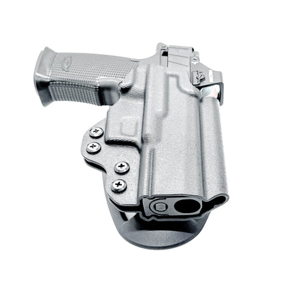 Duty & Competition OWB holster for the Icarus Precision AIR Polymer XMACRO Grip & P365 XMACRO or P365XL Slide. Red dot ready, suppressor height sight compatible