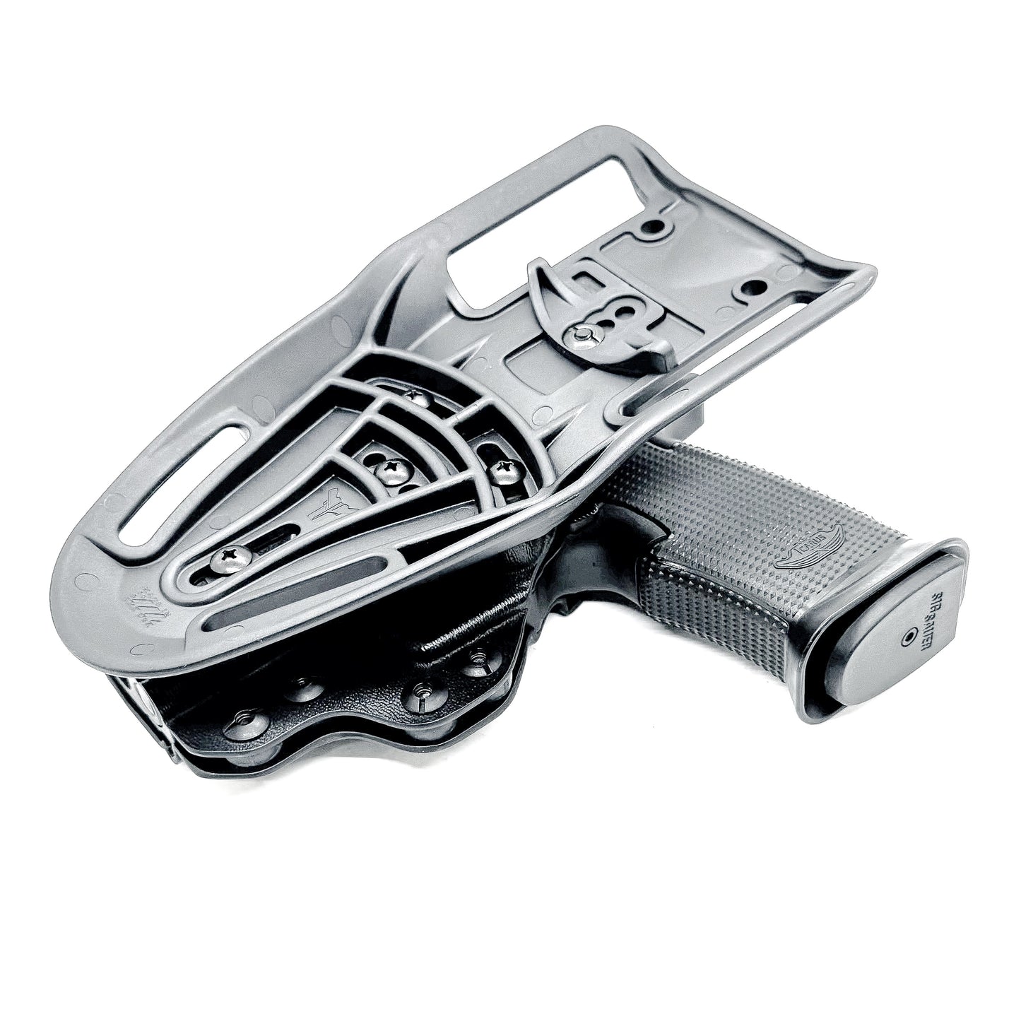 Duty & Competition OWB holster for the Icarus Precision AIR Polymer XMACRO Grip & P365 XMACRO or P365XL Slide. Red dot ready, suppressor height sight compatible