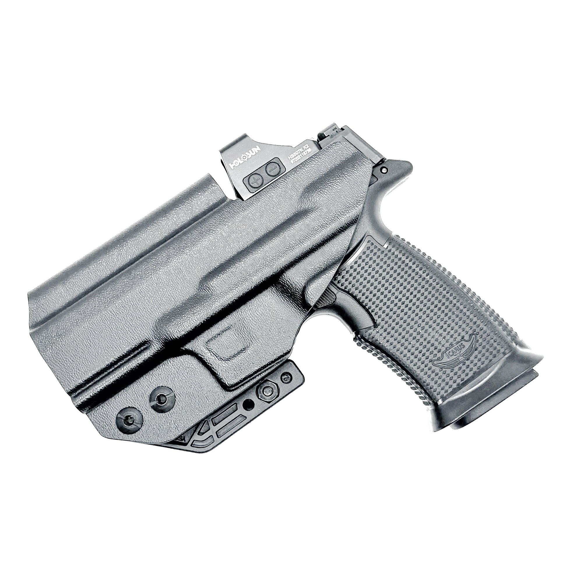 Inside waistband holster built for the Icarus Precision AIR Polymer XMACRO Grip Module and P365-XMACRO or P365XL Slide.
