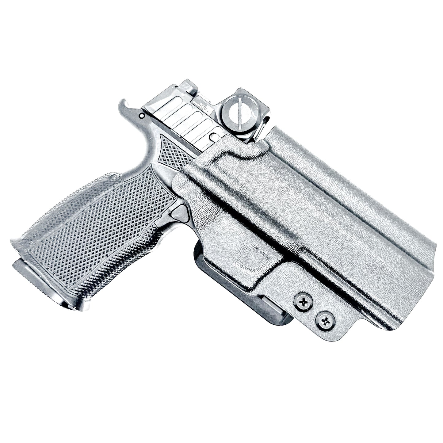 Black Outside the Waistband OWB Holster for the Icarus Precision A.C.E P365 FUSE with 4Bros 1.5" Belt Slide.