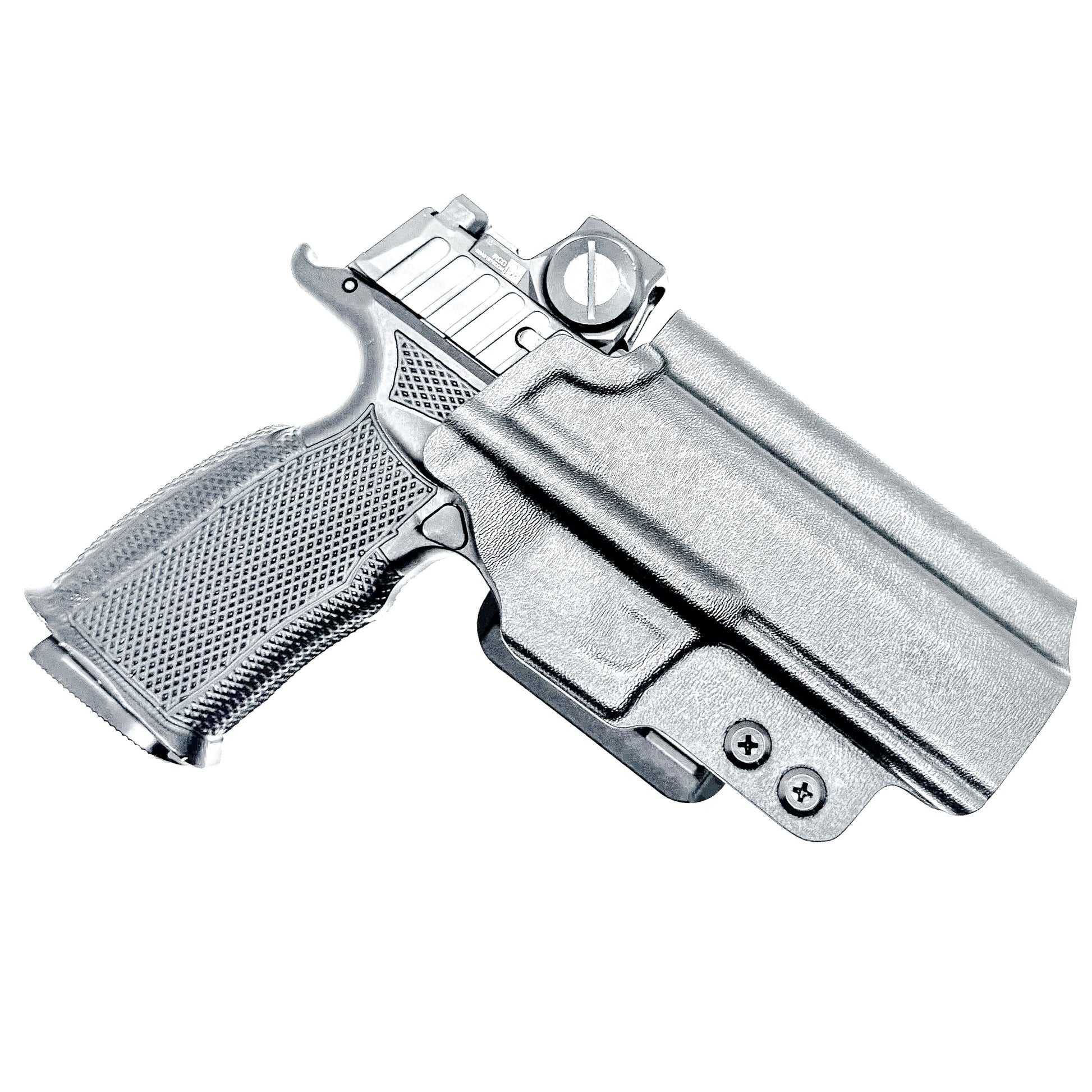 Black Outside the Waistband OWB Holster for the Icarus Precision A.C.E P365 FUSE with 4Bros 1.5" Belt Slide.