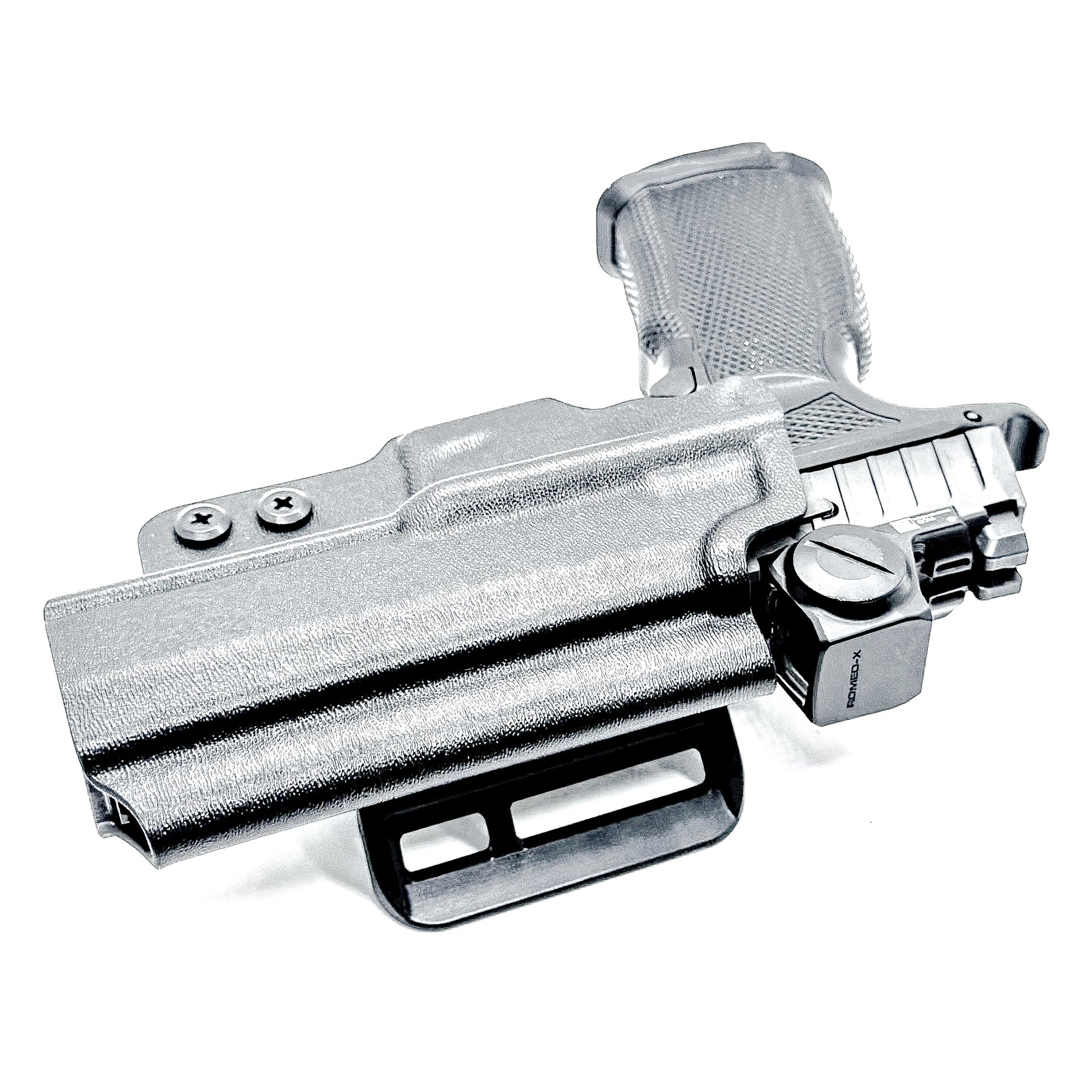 Black Outside the Waistband OWB Holster for the Icarus Precision A.C.E P365 FUSE with 4Bros 1.5" Belt Slide.