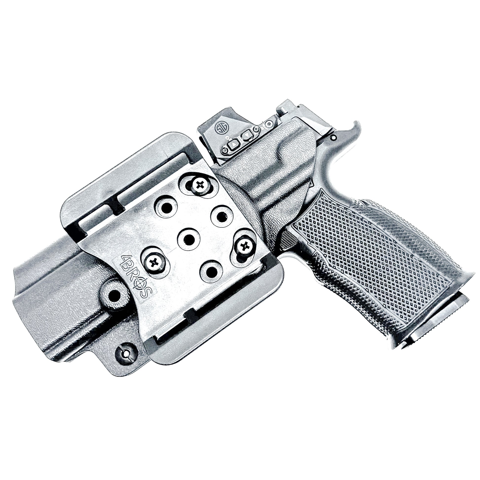 Black Outside the Waistband OWB Holster for the Icarus Precision A.C.E P365 FUSE with 4Bros 1.5" Belt Slide.