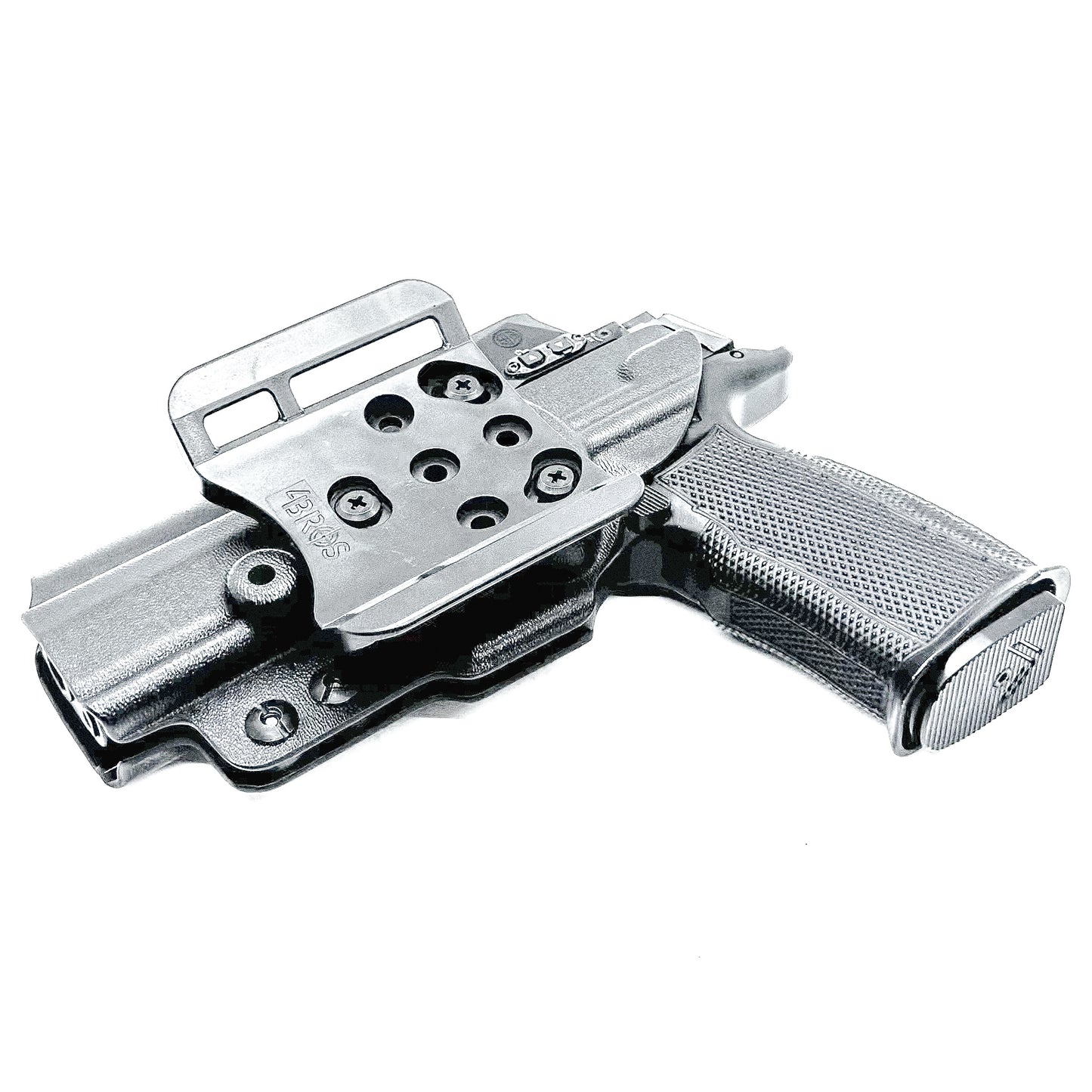 Black Outside the Waistband OWB Holster for the Icarus Precision A.C.E P365 FUSE with 4Bros 1.5" Belt Slide.