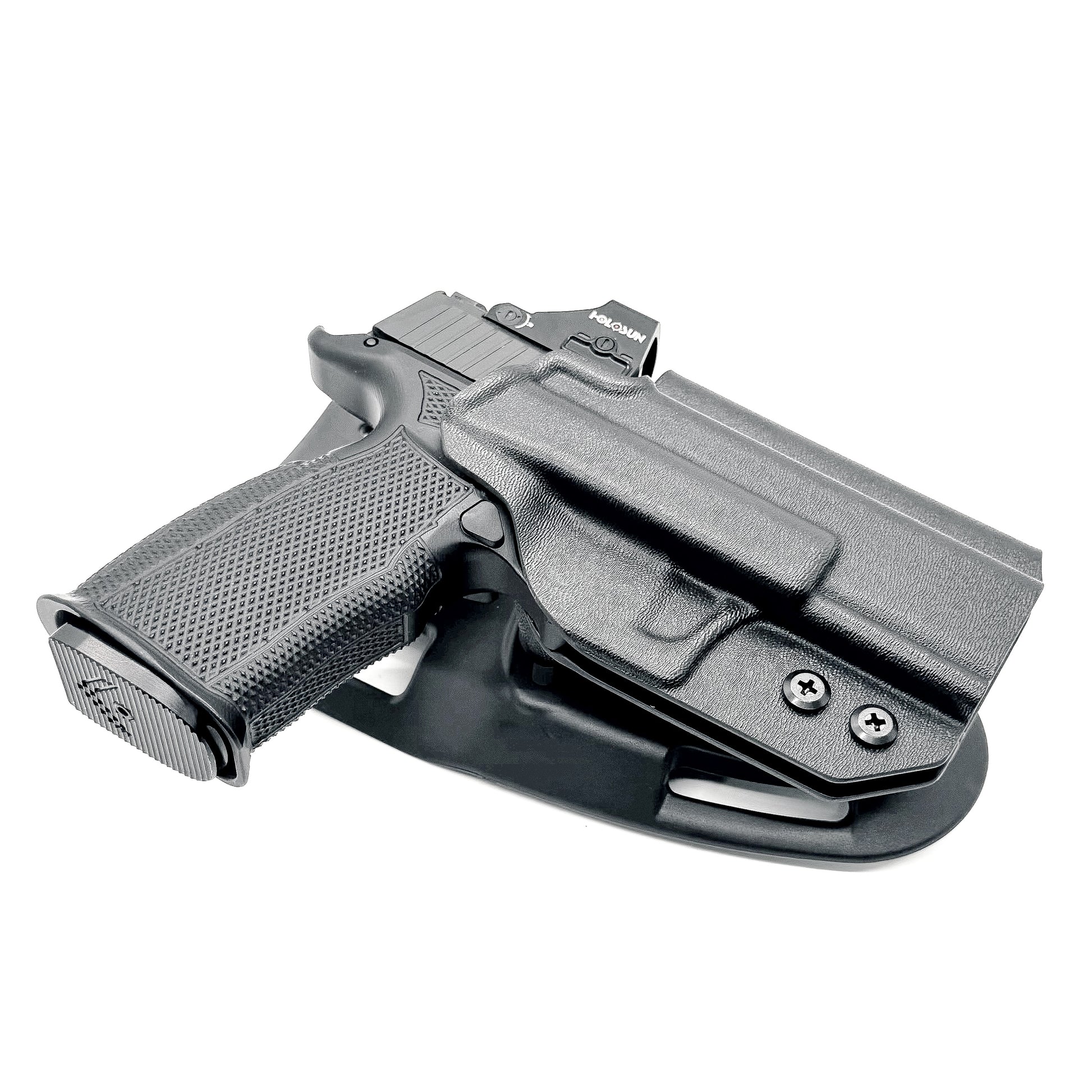 For the best Sig Sauer P365-XMACRO, P365XL & P365 slide with the Icarus Precision Grip Module Duty & Competition Style Holster, shop Four Brothers Holsters. 