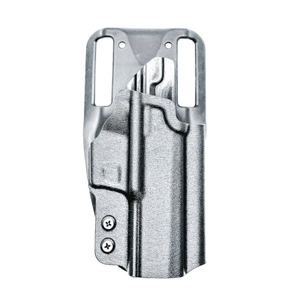 Black Sig Sauer P365-XMACRO, P365XL or P365 slide and Icarus Precision A.C.E. 365 X MACRO or 365 XL EVO Grip Module OWB Duty & Competition Holster from Four Brothers. 