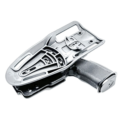 Black Sig Sauer P365-XMACRO, P365XL or P365 slide and Icarus Precision A.C.E. 365 X MACRO or 365 XL EVO Grip Module OWB Duty & Competition Holster from Four Brothers. 