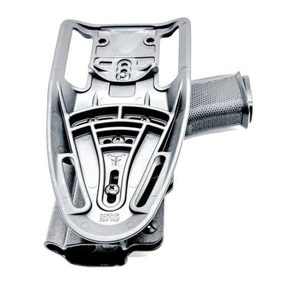 Black Sig Sauer P365-XMACRO, P365XL or P365 slide and Icarus Precision A.C.E. 365 X MACRO or 365 XL EVO Grip Module OWB Duty & Competition Holster from Four Brothers. 