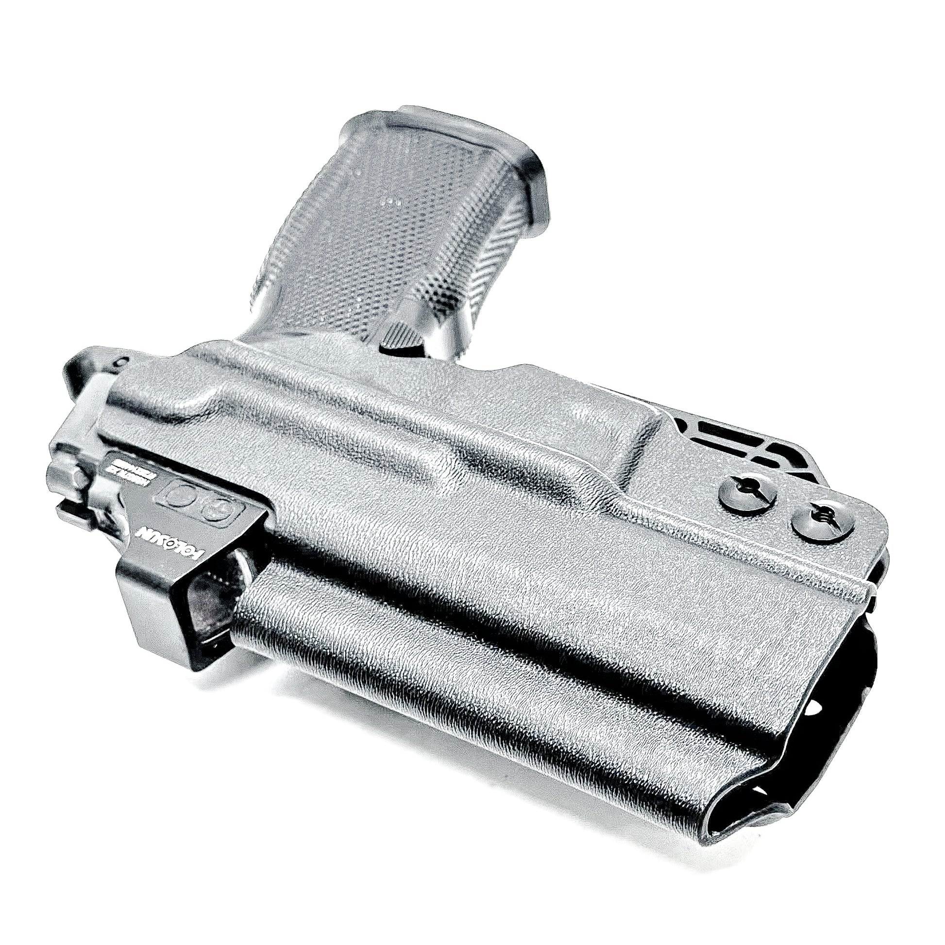 Black Sig Sauer P365-XMACRO, P365XL or P365 slide and Icarus Precision A.C.E. 365 X MACRO or 365 XL EVO Grip Module OWB Holster from Four Brothers. 