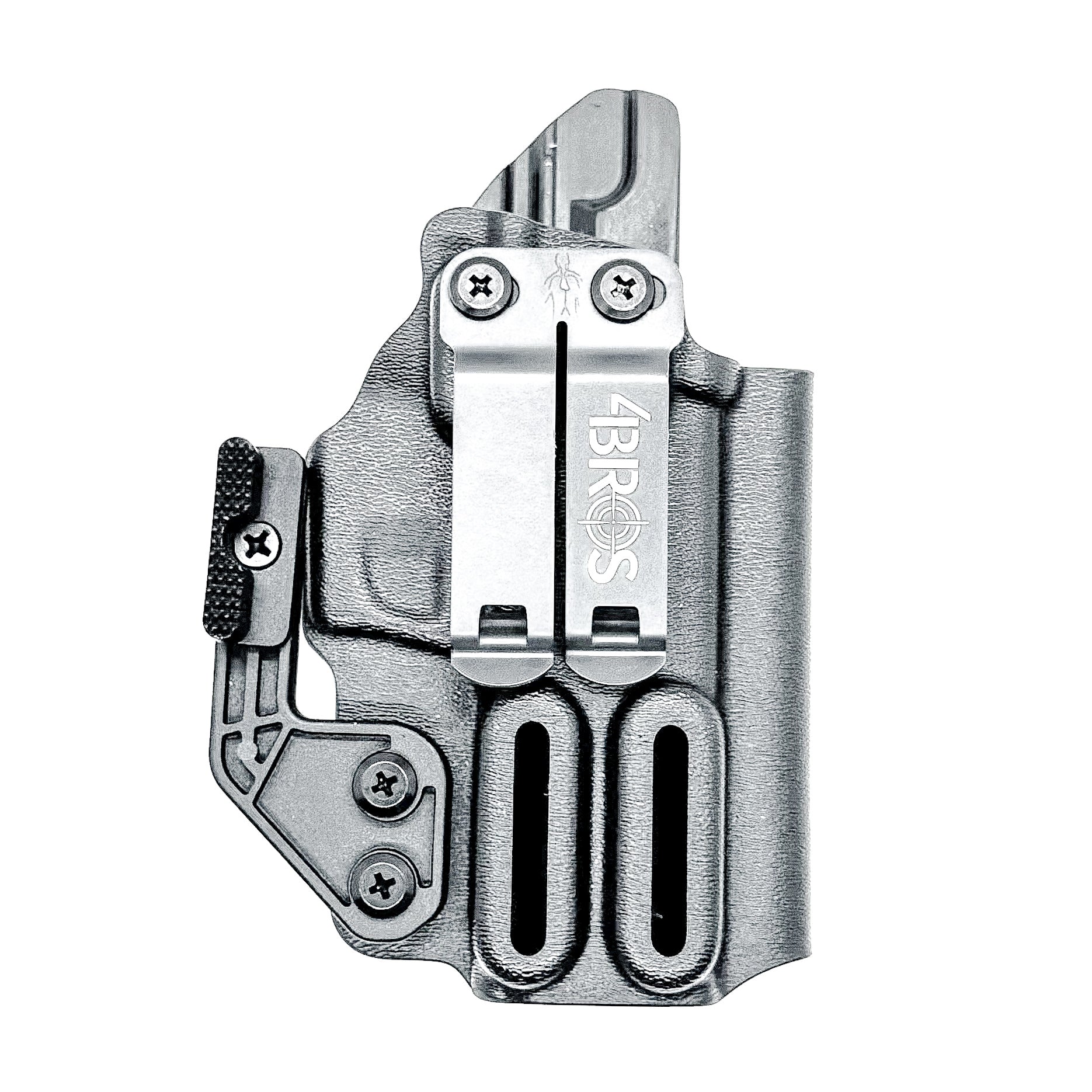 Black Sig Sauer P365-XMACRO, P365XL or P365 slide and Icarus Precision A.C.E. 365 X MACRO or 365 XL EVO Grip Module IWB Holster from Four Brothers. 