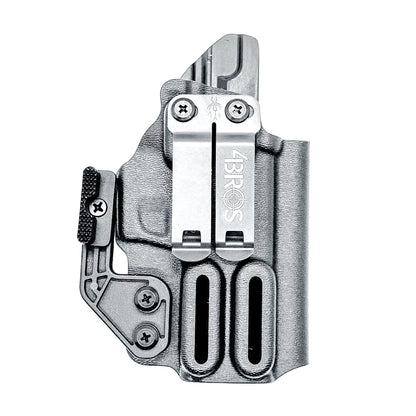 Black Sig Sauer P365-XMACRO, P365XL or P365 slide and Icarus Precision A.C.E. 365 X MACRO or 365 XL EVO Grip Module IWB Holster from Four Brothers. 