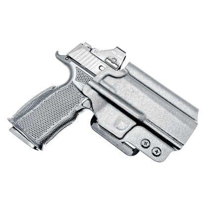 Black Sig Sauer P365-XMACRO, P365XL or P365 slide and Icarus Precision A.C.E. 365 X MACRO or 365 XL EVO Grip Module OWB Holster from Four Brothers. 