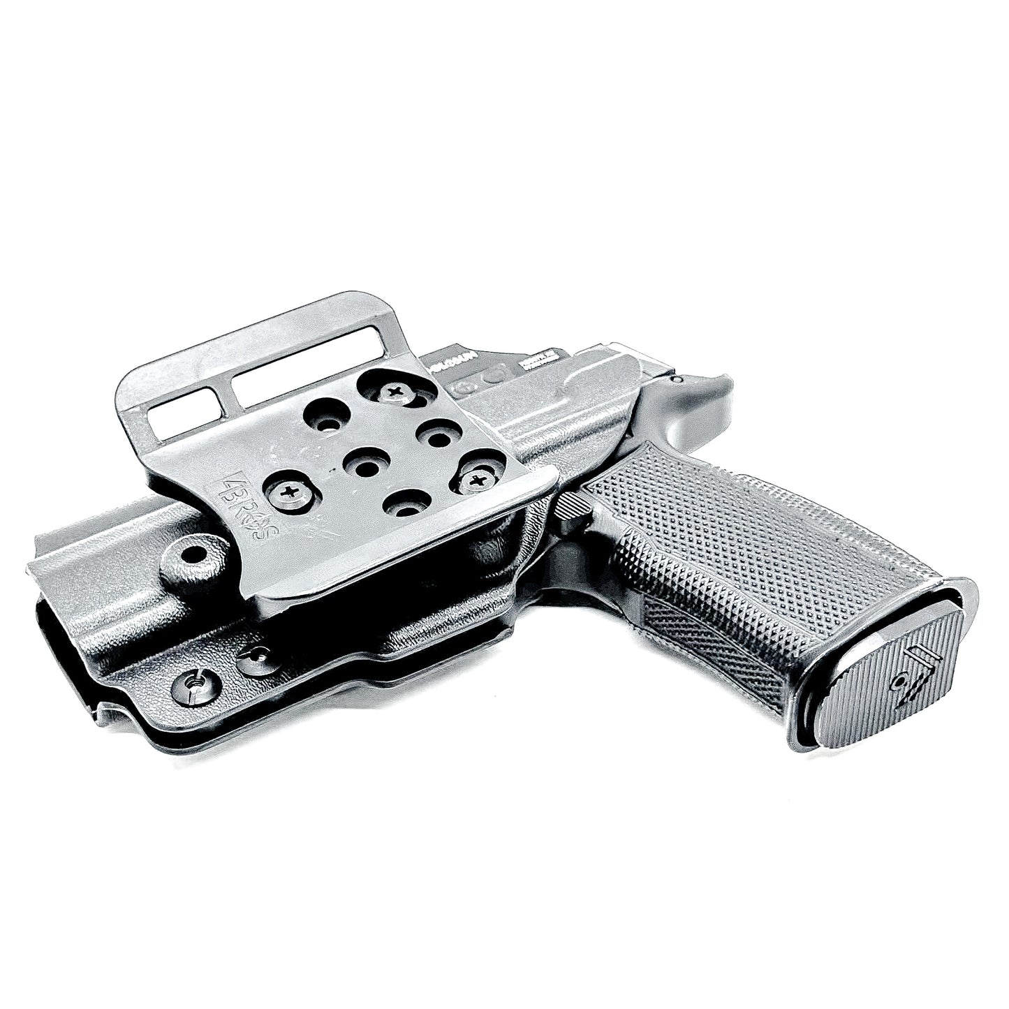 Black Sig Sauer P365-XMACRO, P365XL or P365 slide and Icarus Precision A.C.E. 365 X MACRO or 365 XL EVO Grip Module OWB Holster from Four Brothers. 