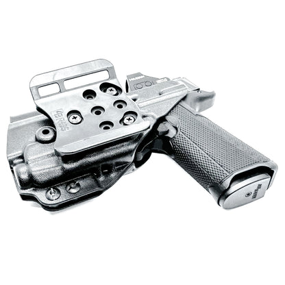 Outside Waistband (OWB) holster fits Icarus ACE 365 311 & TLR-7 X or TLR-7 A. Red-dot compatible, adjustable retention, open muzzle, USA-made quality.