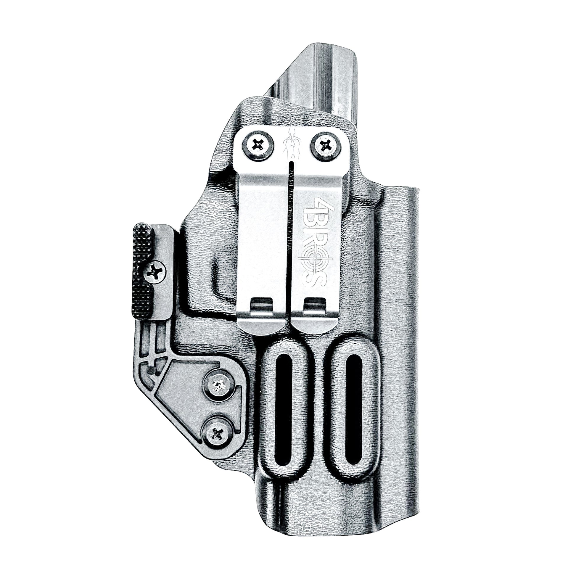 Black  Inside waistband holster built for the Icarus Precision AIR Polymer XMACRO Grip Module and P365-FUSE slide.  Red dot ready, Enigma compatible.