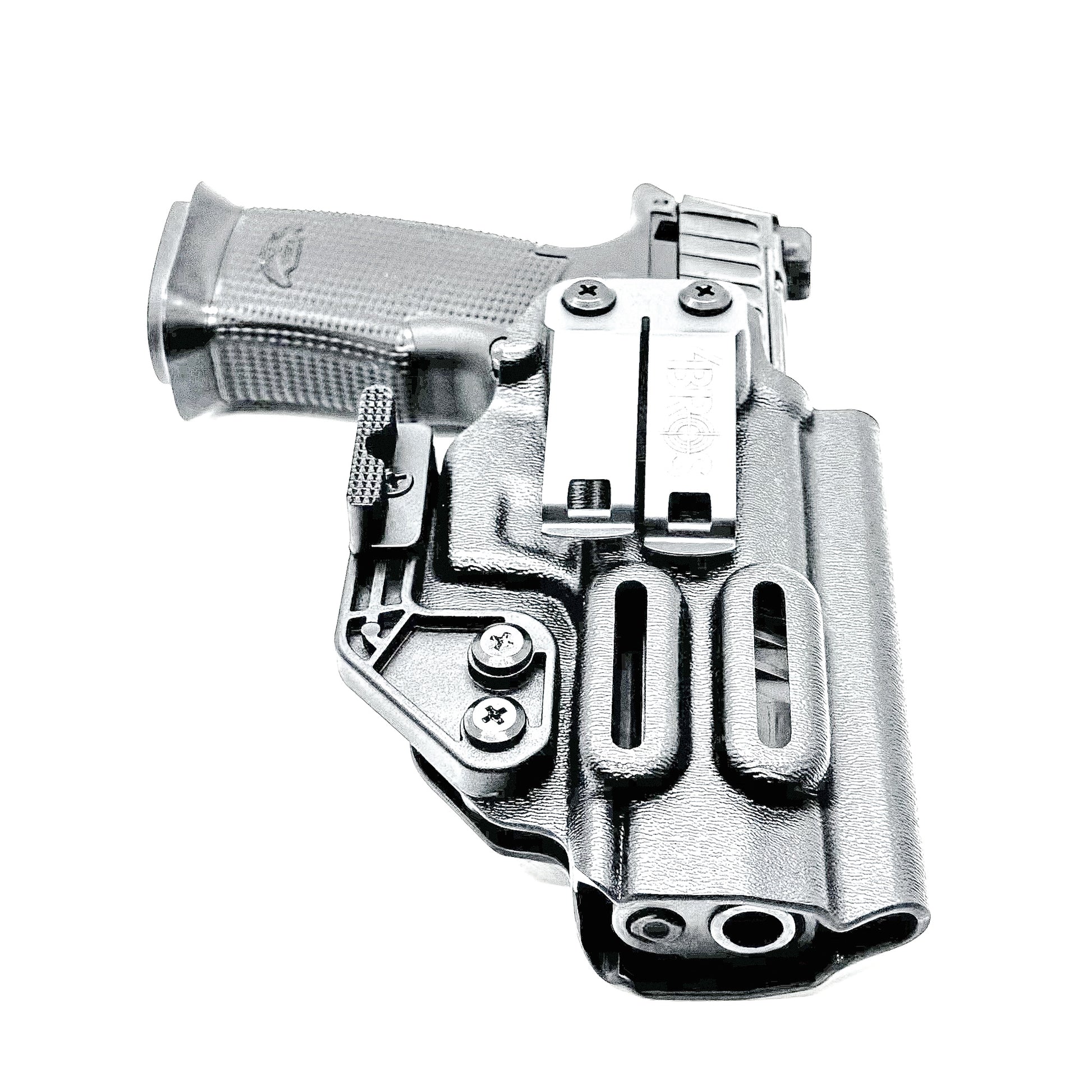 Black  Inside waistband holster built for the Icarus Precision AIR Polymer XMACRO Grip Module and P365-FUSE slide.  Red dot ready, Enigma compatible.