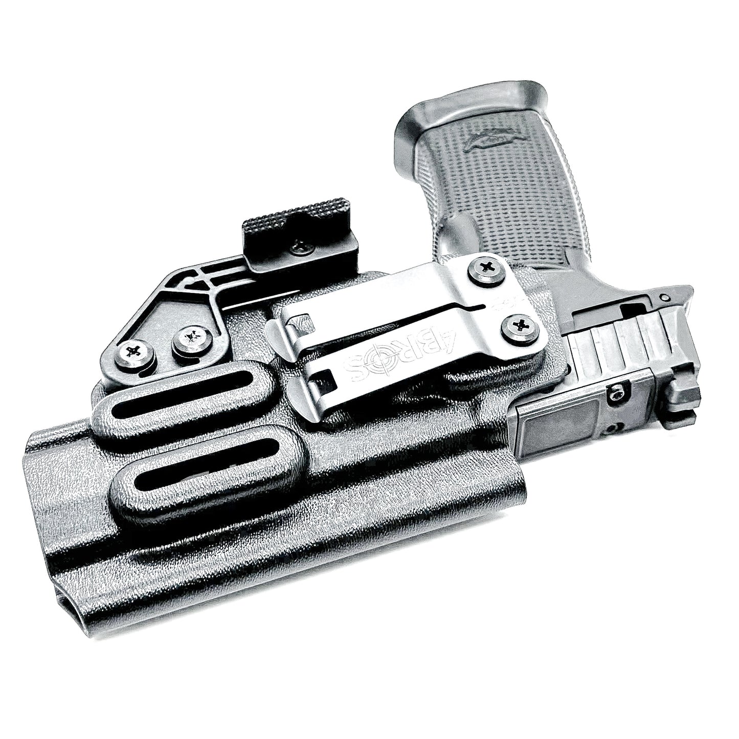 Black  Inside waistband holster built for the Icarus Precision AIR Polymer XMACRO Grip Module and P365-FUSE slide.  Red dot ready, Enigma compatible.