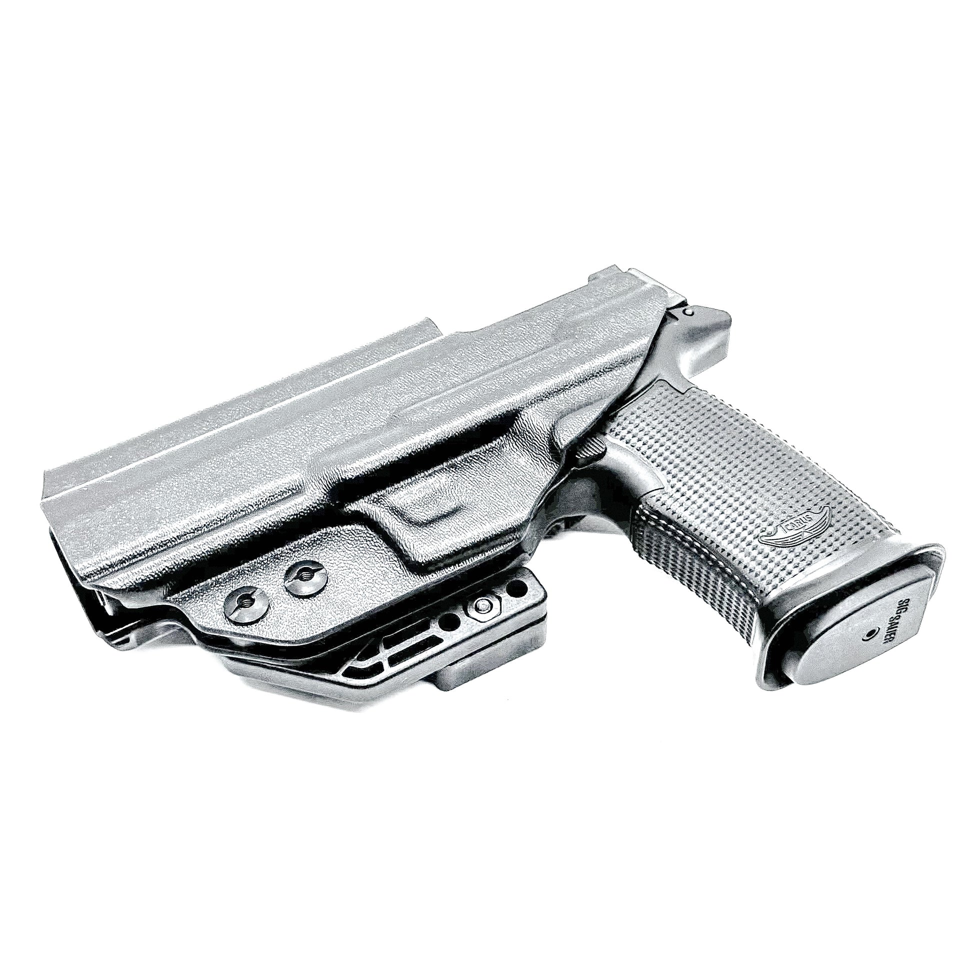 Black  Inside waistband holster built for the Icarus Precision AIR Polymer XMACRO Grip Module and P365-FUSE slide.  Red dot ready, Enigma compatible.