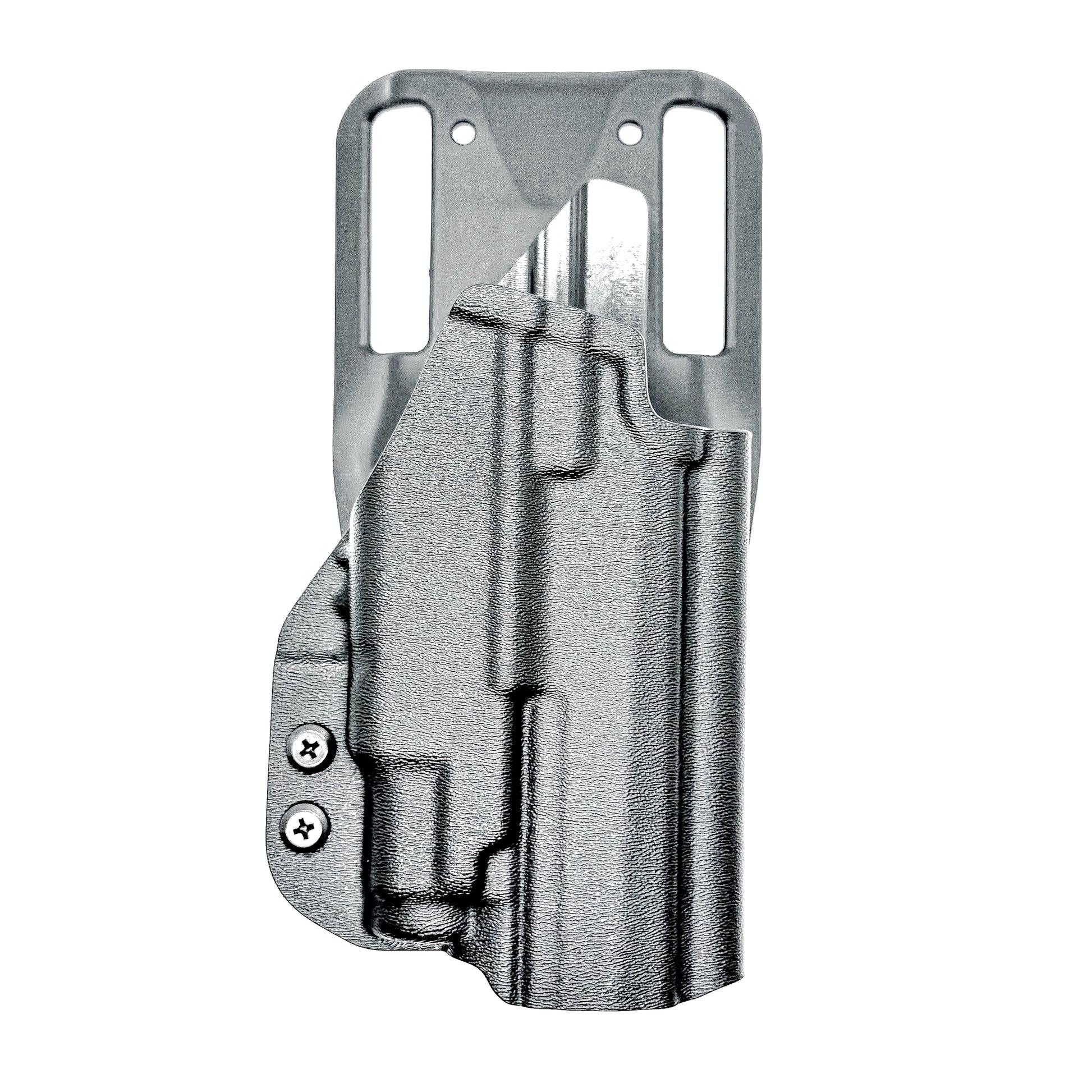 Black competition holster for the Icarus AIR Polymer P365-Fuse & Streamlight TLR-7 Sub light with Duty Drop attachment.