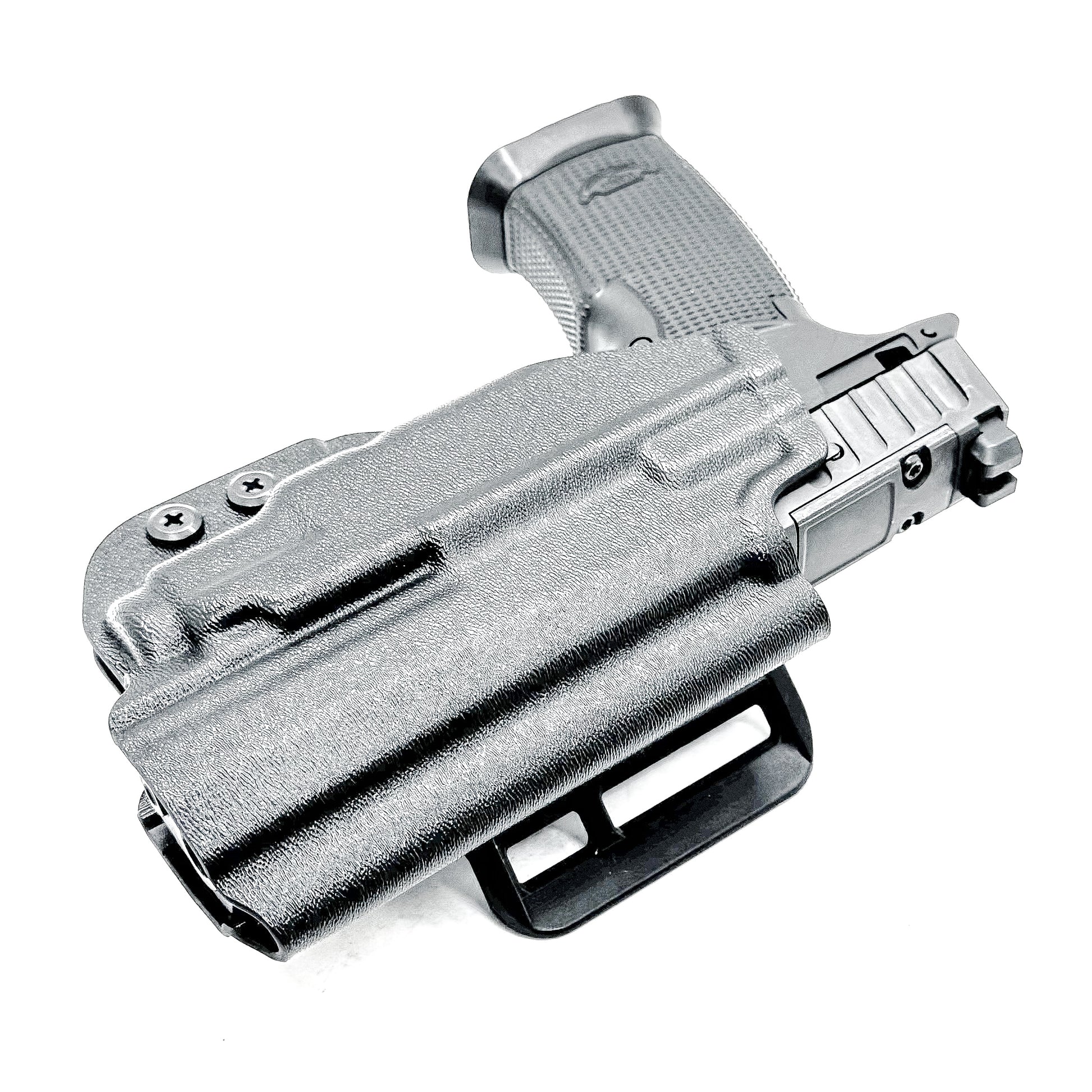 Outside the waistband holster fits Icarus Precision AIR Polymer P365-FUSE & Streamlight TLR-7 Sub in black with 4BROS 1.5" belt slide.