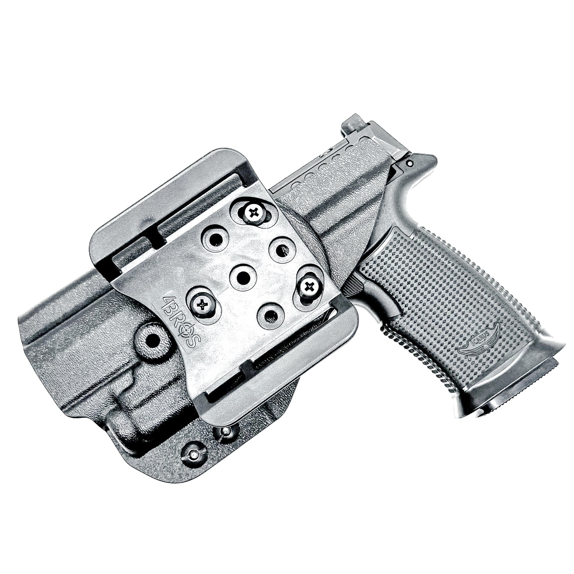 Outside the waistband holster fits Icarus Precision AIR Polymer P365-FUSE & Streamlight TLR-7 Sub in black with 4BROS 1.5" belt slide.
