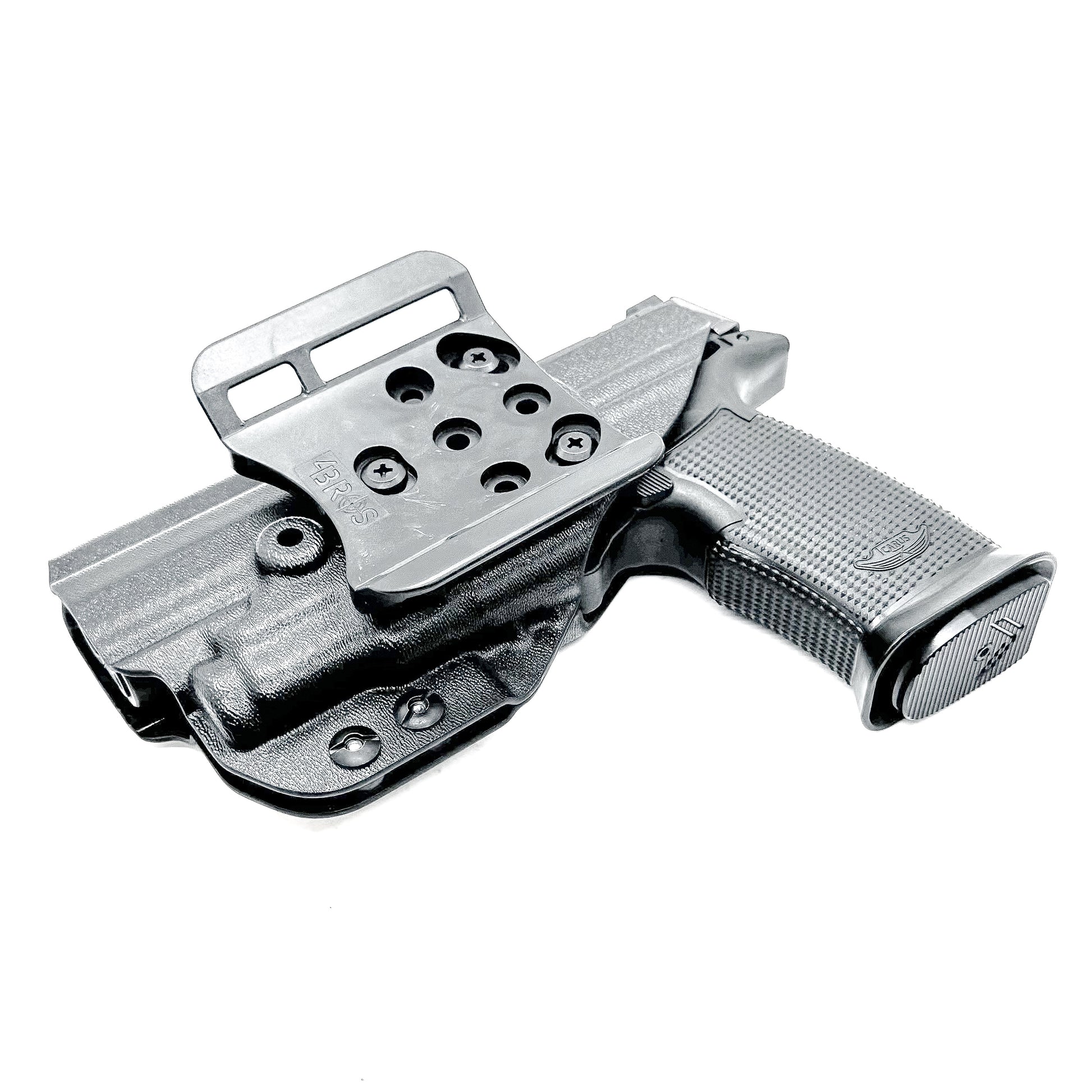 Outside the waistband holster fits Icarus Precision AIR Polymer P365-FUSE & Streamlight TLR-7 Sub in black with 4BROS 1.5" belt slide.