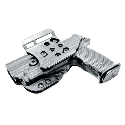 Outside the waistband holster fits Icarus Precision AIR Polymer P365-FUSE & Streamlight TLR-7 Sub in black with 4BROS 1.5" belt slide.
