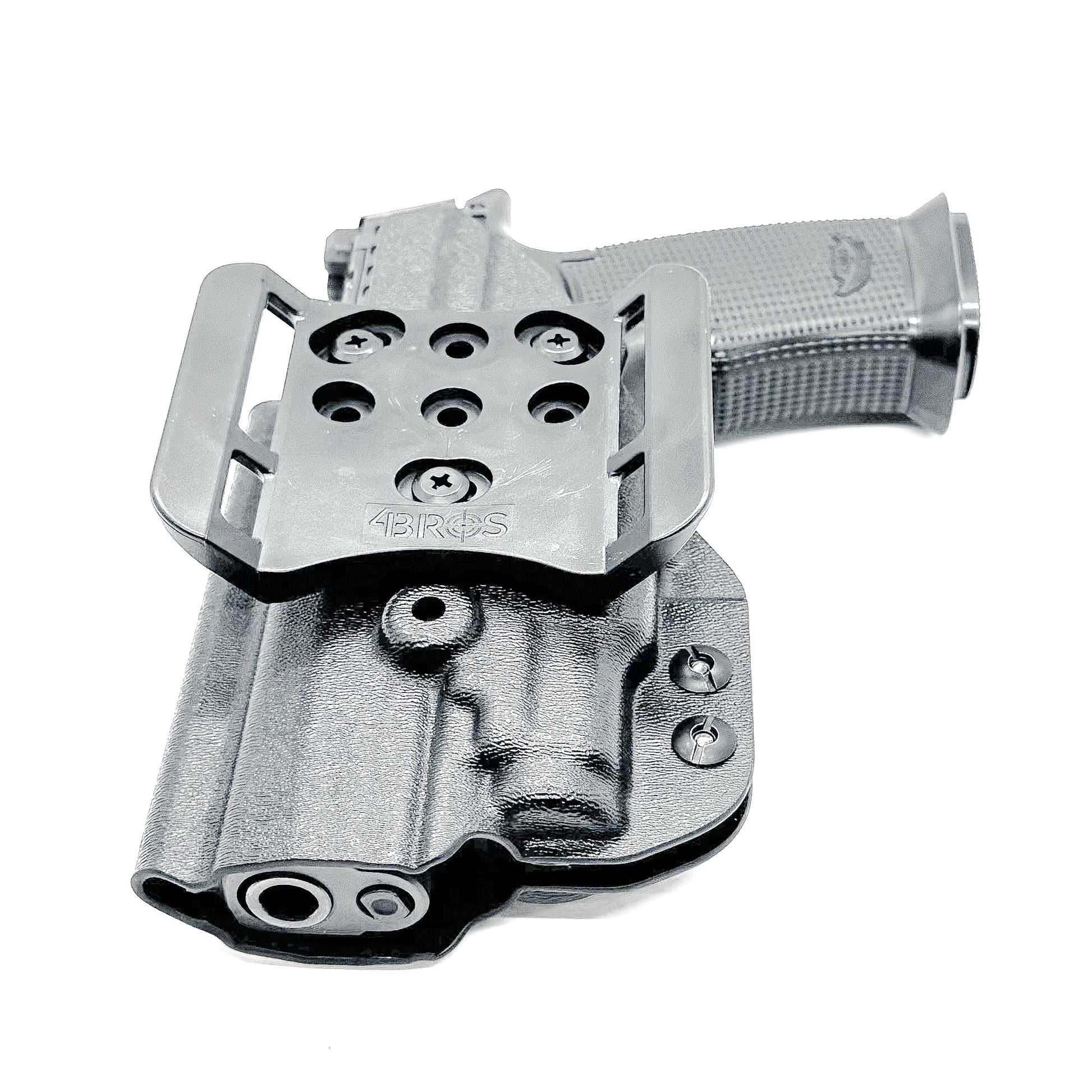 Outside the waistband holster fits Icarus Precision AIR Polymer P365-FUSE & Streamlight TLR-7 Sub in black with 4BROS 1.5" belt slide.