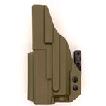 Inside Waistband Holster designed to fit a Glock 19, 23, 32, 19X, or 45 with the Nightstick TCM-550XL or TCM-550XLS light mounted to the pistol. Retention of the holster is on the light itself; the holster will retain the pistol without the light mounted to the firearm. Proudly made in the USA