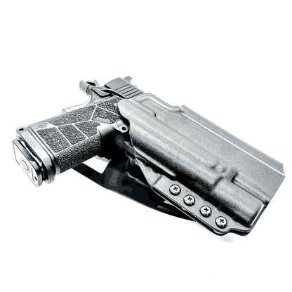 Kimber DS Warrior OWB holster with SureFire X300U. Outside Waistband light duty & competition holster with fast draw, adjustable retention, and optic support.