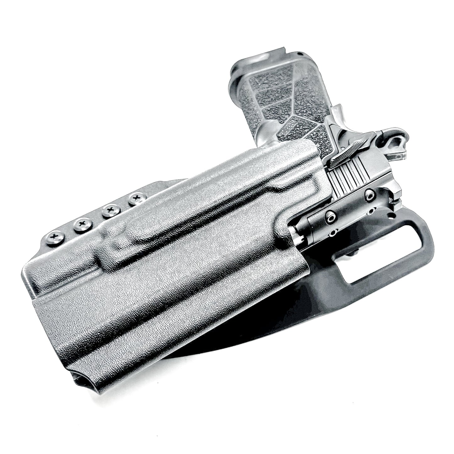 Kimber DS Warrior OWB holster with SureFire X300U. Outside Waistband light duty & competition holster with fast draw, adjustable retention, and optic support.