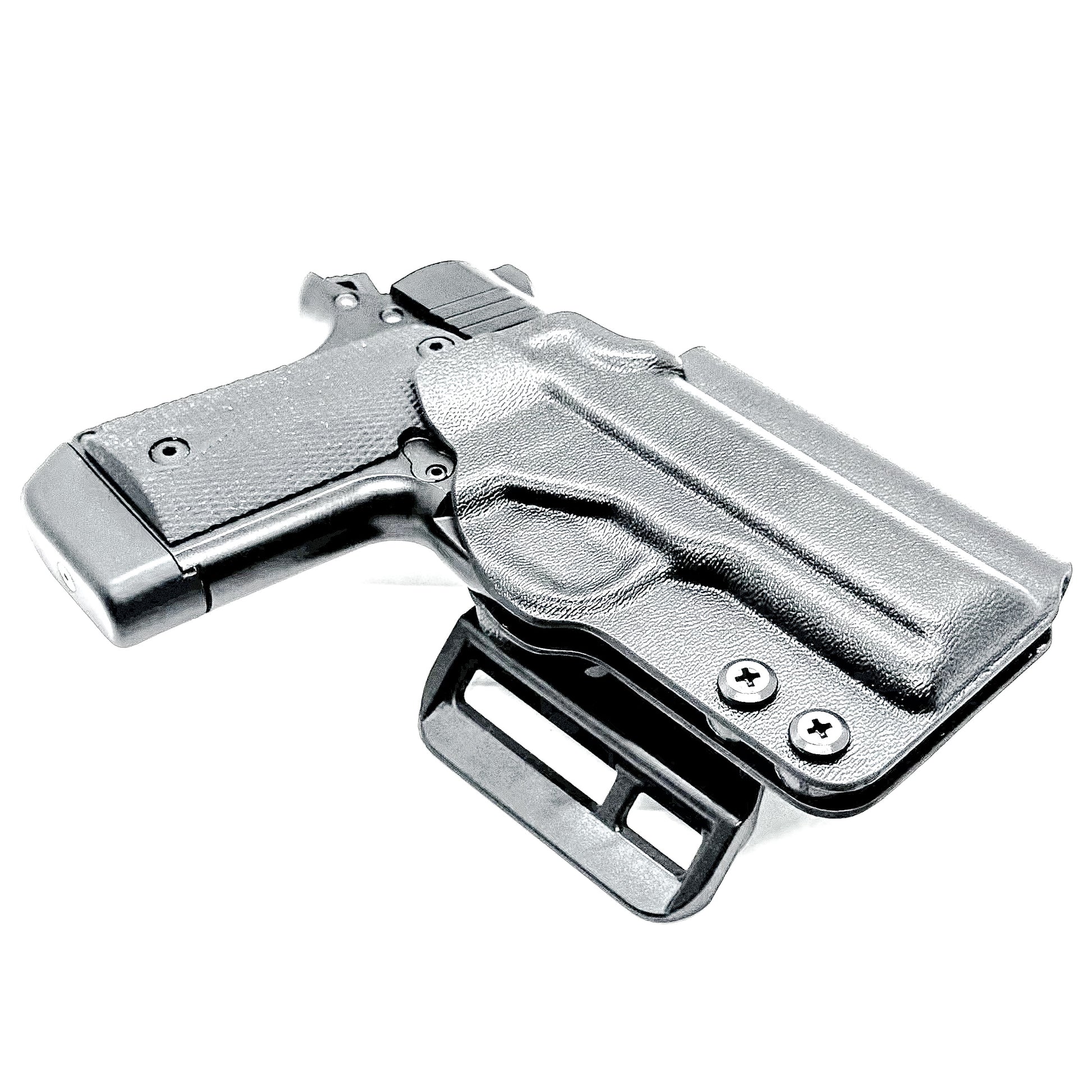 Kimber Micro 9 OWB Holster with adjustable retention and optics compatibility. Precision-molded Outside Waistband holster for carry, training, and range use.