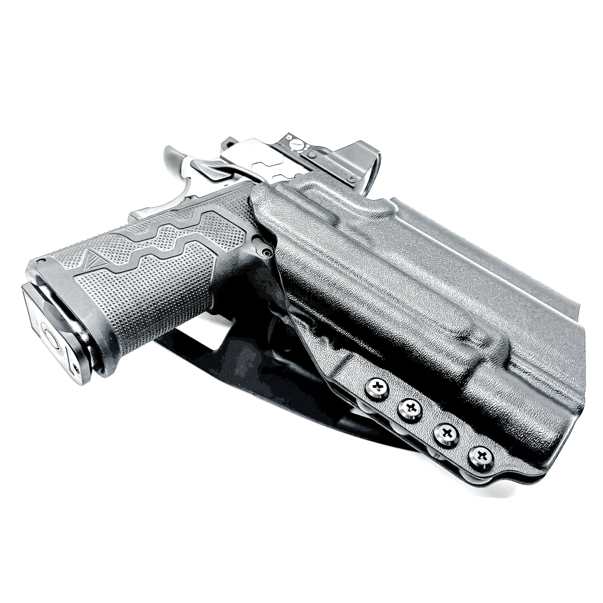 Kimber 2K11 PRO 4.25" OWB holster with SureFire X300U. Outside Waistband light duty & competition holster with fast draw, adjustable retention, and optic support.