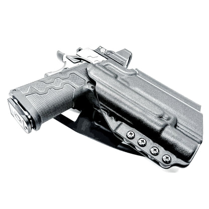 Kimber 2K11 PRO 4.25" OWB holster with SureFire X300U. Outside Waistband light duty & competition holster with fast draw, adjustable retention, and optic support.