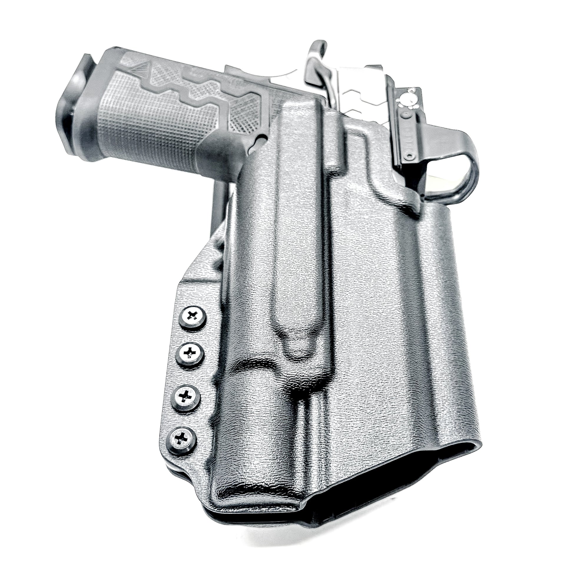 Kimber 2K11 PRO 4.25" OWB holster with SureFire X300U. Outside Waistband light duty & competition holster with fast draw, adjustable retention, and optic support.