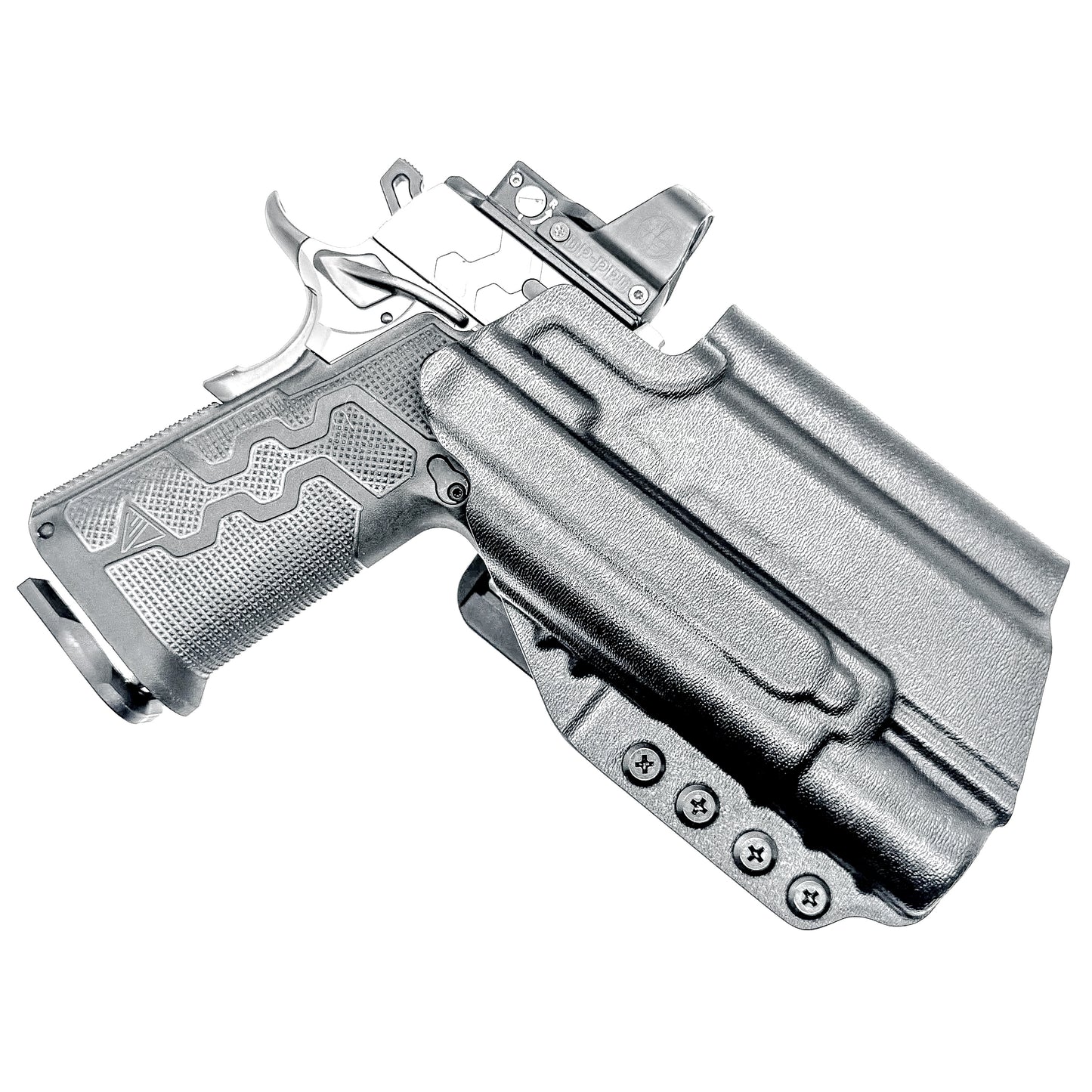Kimber 2K11 PRO 4.25" OWB holster with SureFire X300U. Outside Waistband holster for range and carry with adjustable retention, optic compatibility, and durability.