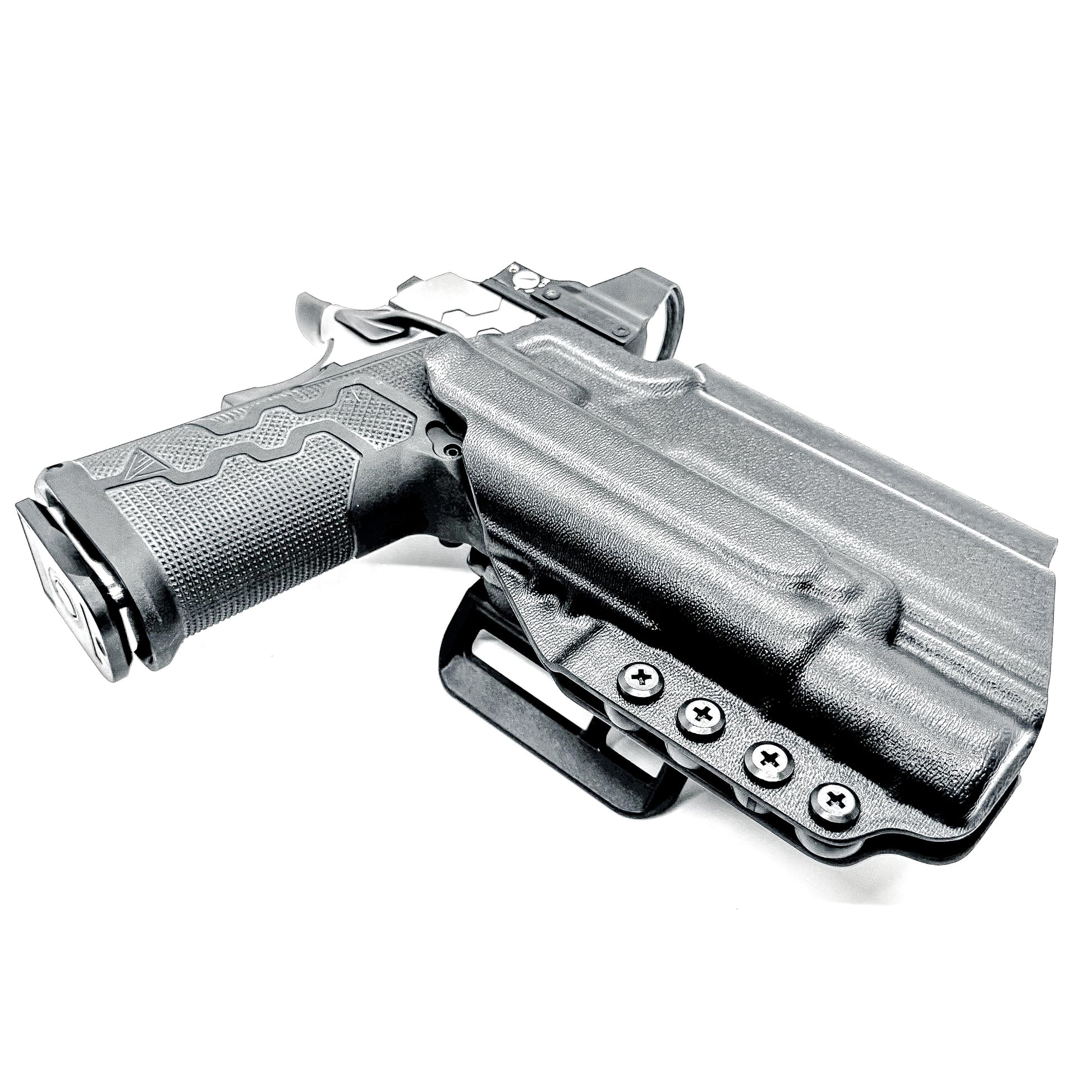 Kimber 2K11 PRO 4.25" OWB holster with SureFire X300U. Outside Waistband holster for range and carry with adjustable retention, optic compatibility, and durability.