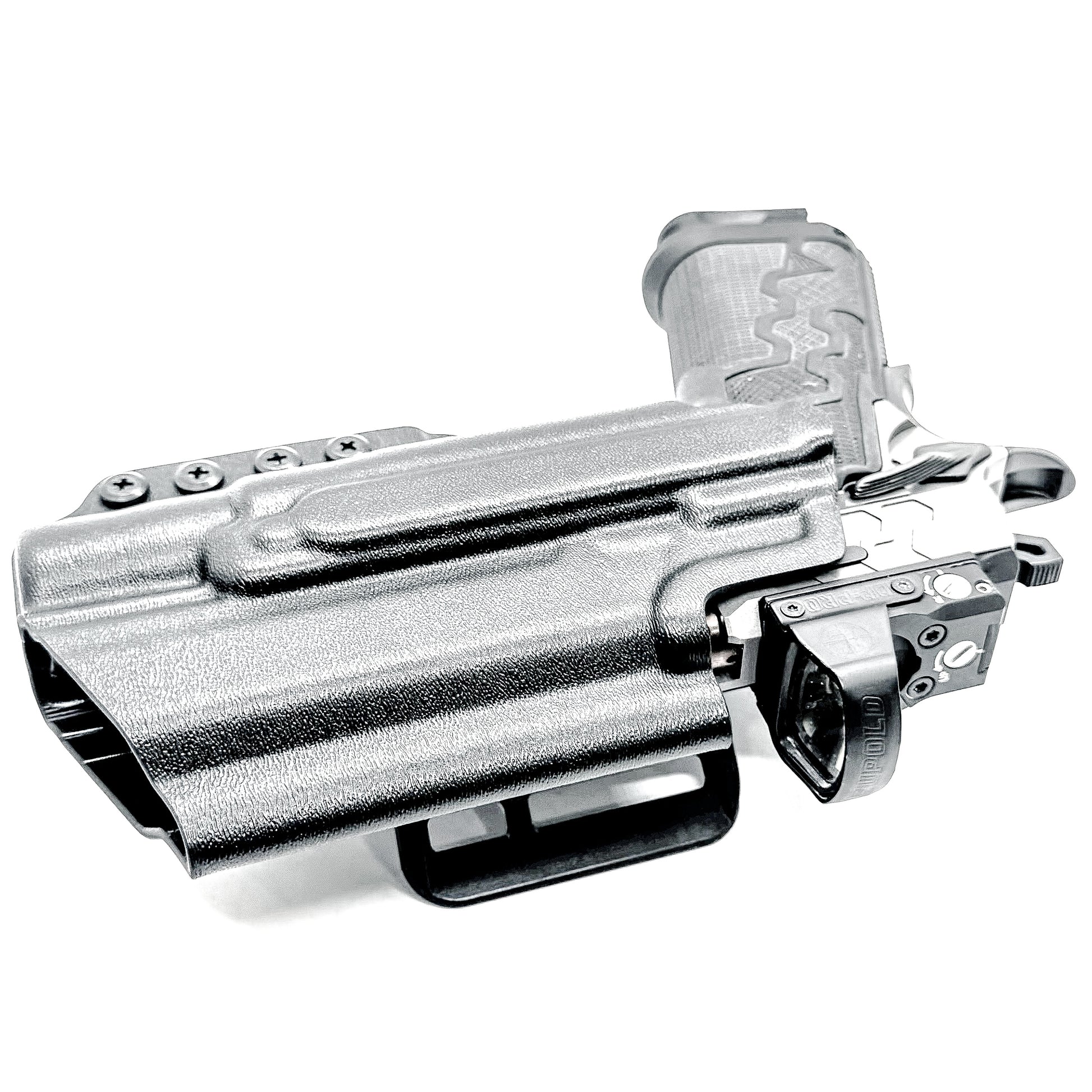 Kimber 2K11 PRO 4.25" OWB holster with SureFire X300U. Outside Waistband holster for range and carry with adjustable retention, optic compatibility, and durability.