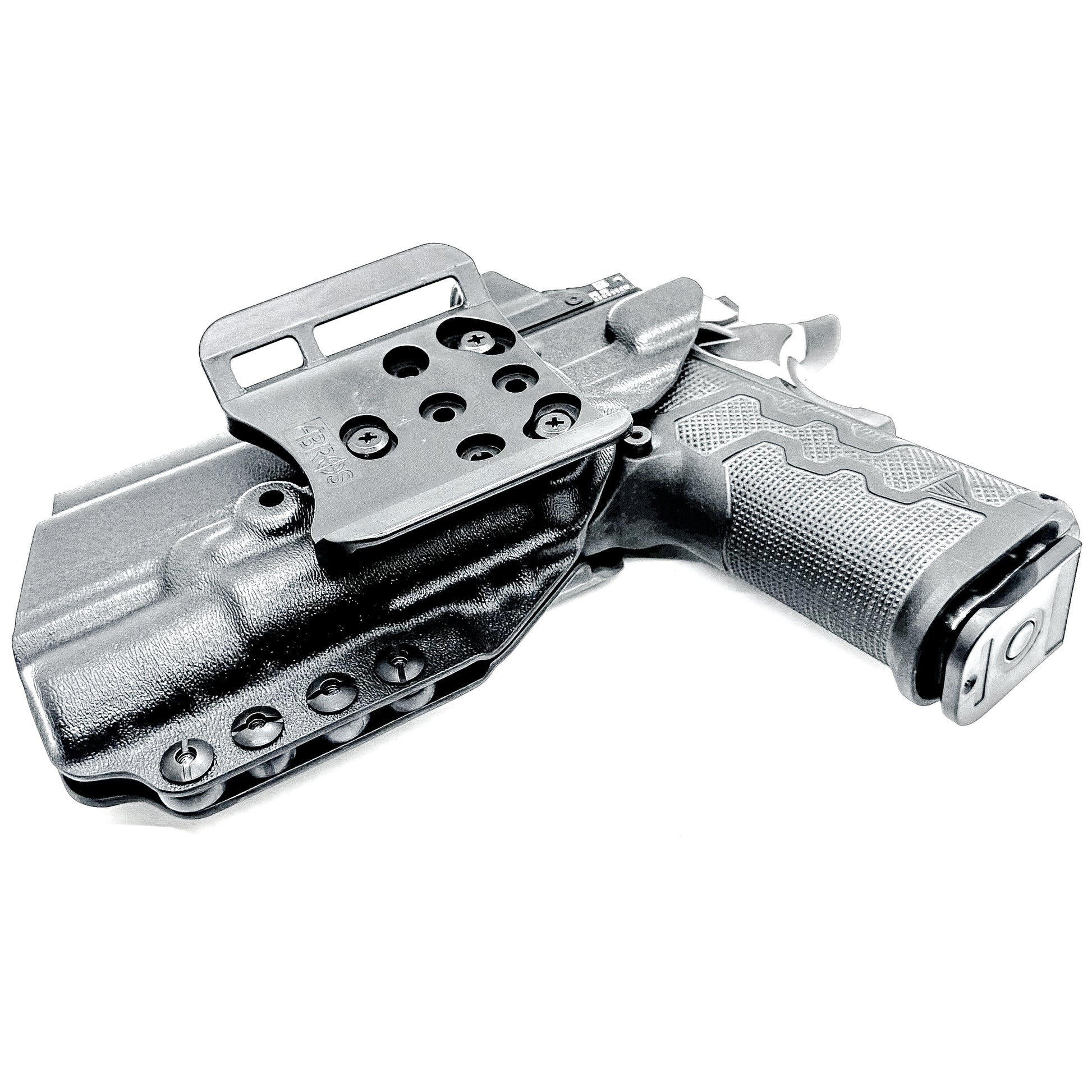 Kimber 2K11 PRO 4.25" OWB holster with SureFire X300U. Outside Waistband holster for range and carry with adjustable retention, optic compatibility, and durability.