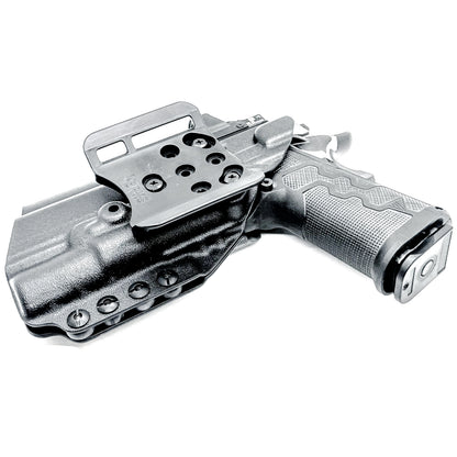 Kimber 2K11 PRO 4.25" OWB holster with SureFire X300U. Outside Waistband holster for range and carry with adjustable retention, optic compatibility, and durability.