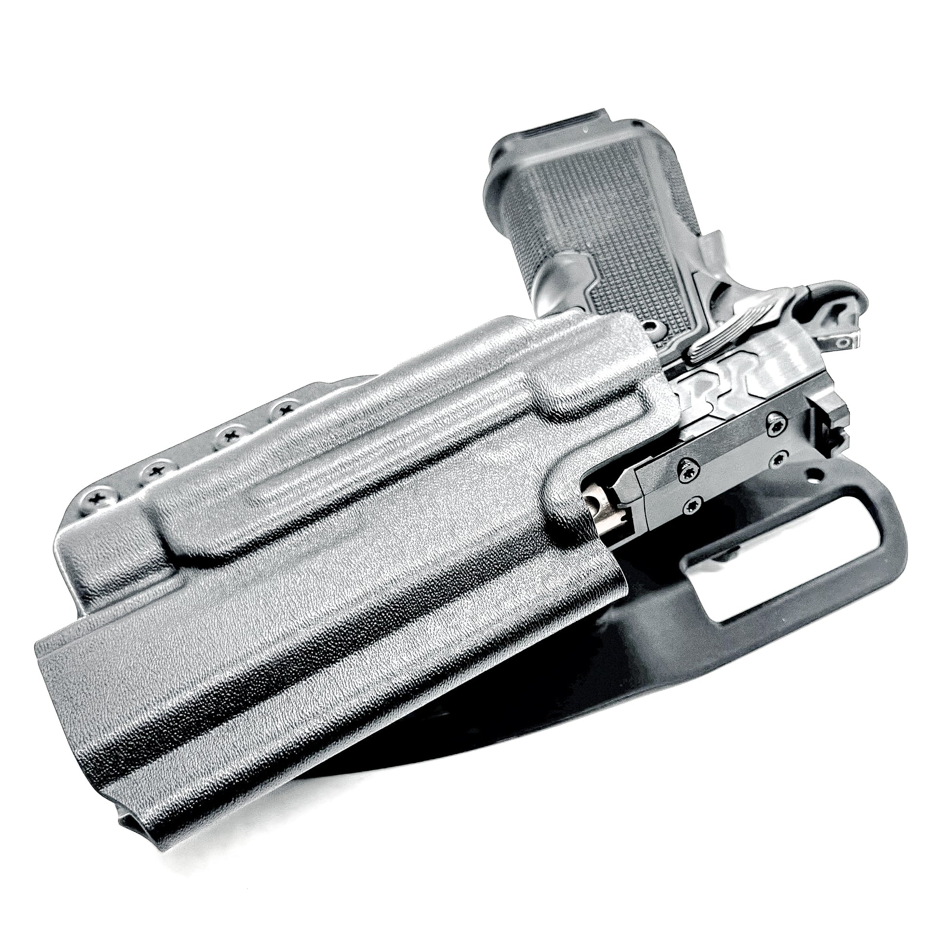 Kimber 2K11 and Streamlight TLR-1 HL OWB (Outside Waistband) light-duty & competition holster with fast draw, adjustable retention, and optic compatibility.