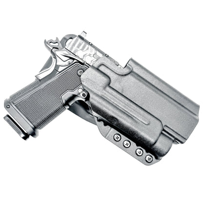 Kimber 2K11 and Streamlight TLR-1 HL OWB (Outside Waistband) light-duty & competition holster with fast draw, adjustable retention, and optic compatibility.