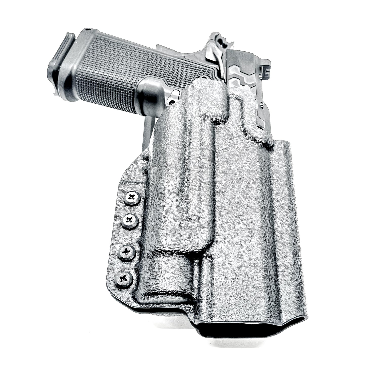 Kimber 2K11 and Streamlight TLR-1 HL OWB (Outside Waistband) light-duty & competition holster with fast draw, adjustable retention, and optic compatibility.