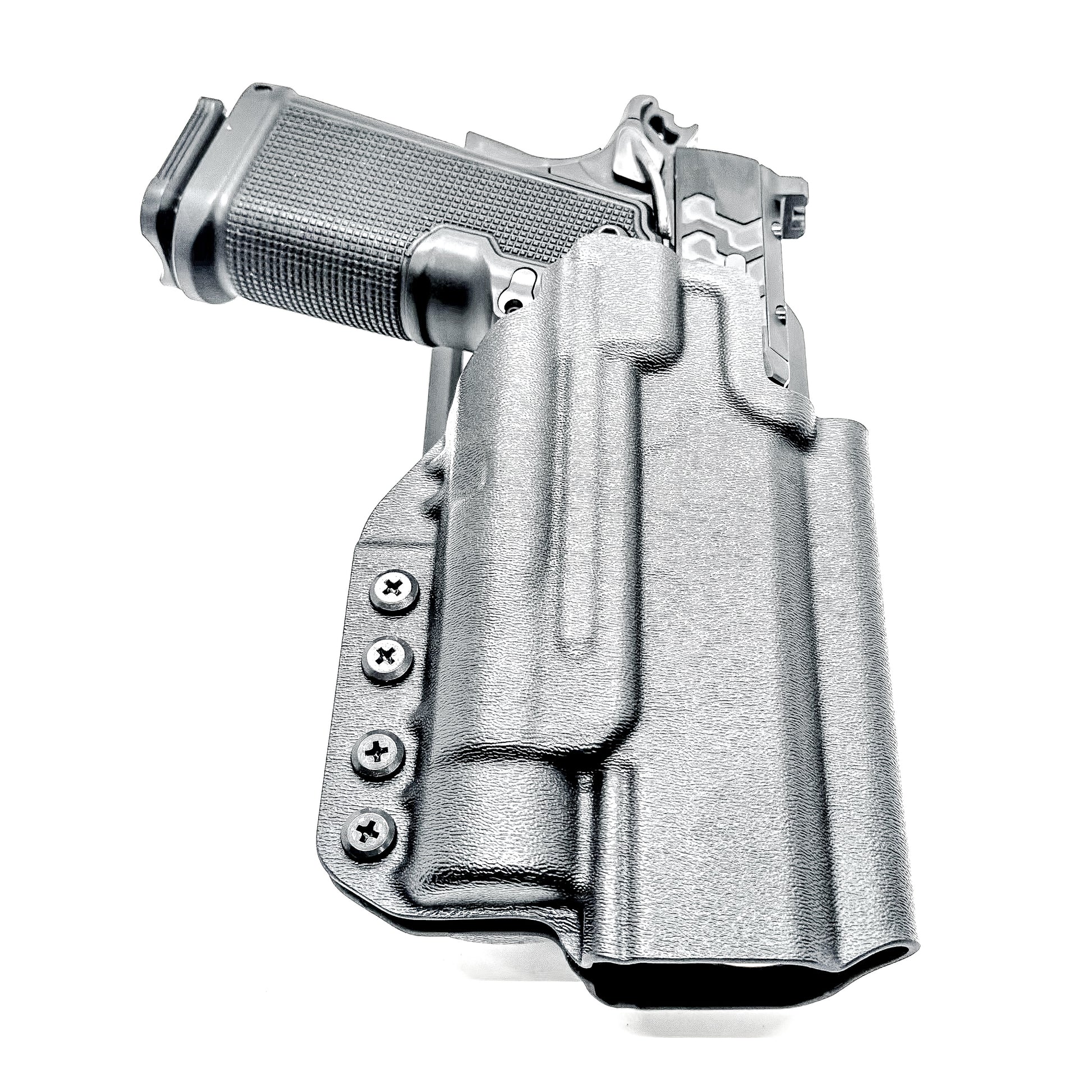 Kimber 2K11 and Streamlight TLR-1 HL OWB (Outside Waistband) light-duty & competition holster with fast draw, adjustable retention, and optic compatibility.