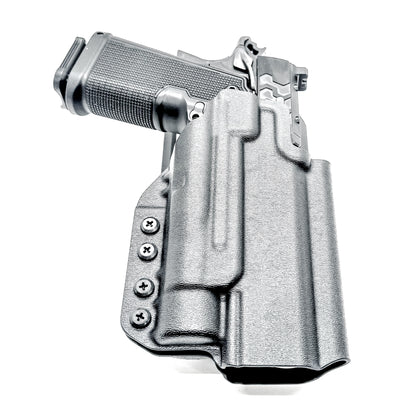 Kimber 2K11 and Streamlight TLR-1 HL OWB (Outside Waistband) light-duty & competition holster with fast draw, adjustable retention, and optic compatibility.