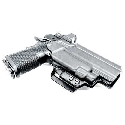 Kimber 2K11 OWB holster with Streamlight TLR-7 HL-X. Outside Waistband holster for range and carry with adjustable retention, optic compatibility, and durability.