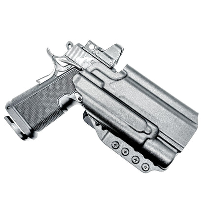Kimber 2K11 OWB holster with SureFire X300U. Outside Waistband holster for range and carry with adjustable retention, optic compatibility, and durability.