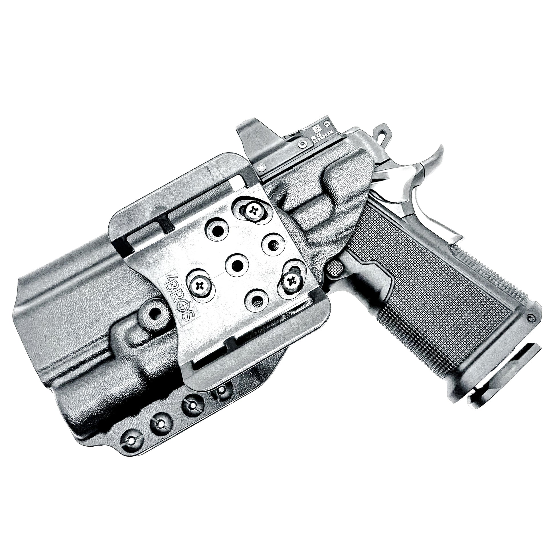 Kimber 2K11 OWB holster with SureFire X300U. Outside Waistband holster for range and carry with adjustable retention, optic compatibility, and durability.