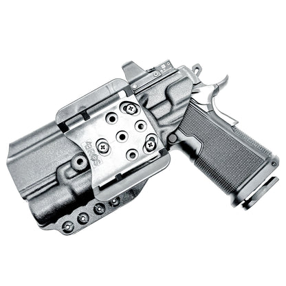 Kimber 2K11 OWB holster with SureFire X300U. Outside Waistband holster for range and carry with adjustable retention, optic compatibility, and durability.